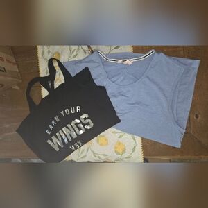 Victoria's Secret Black and Blue Tank Top Set - M